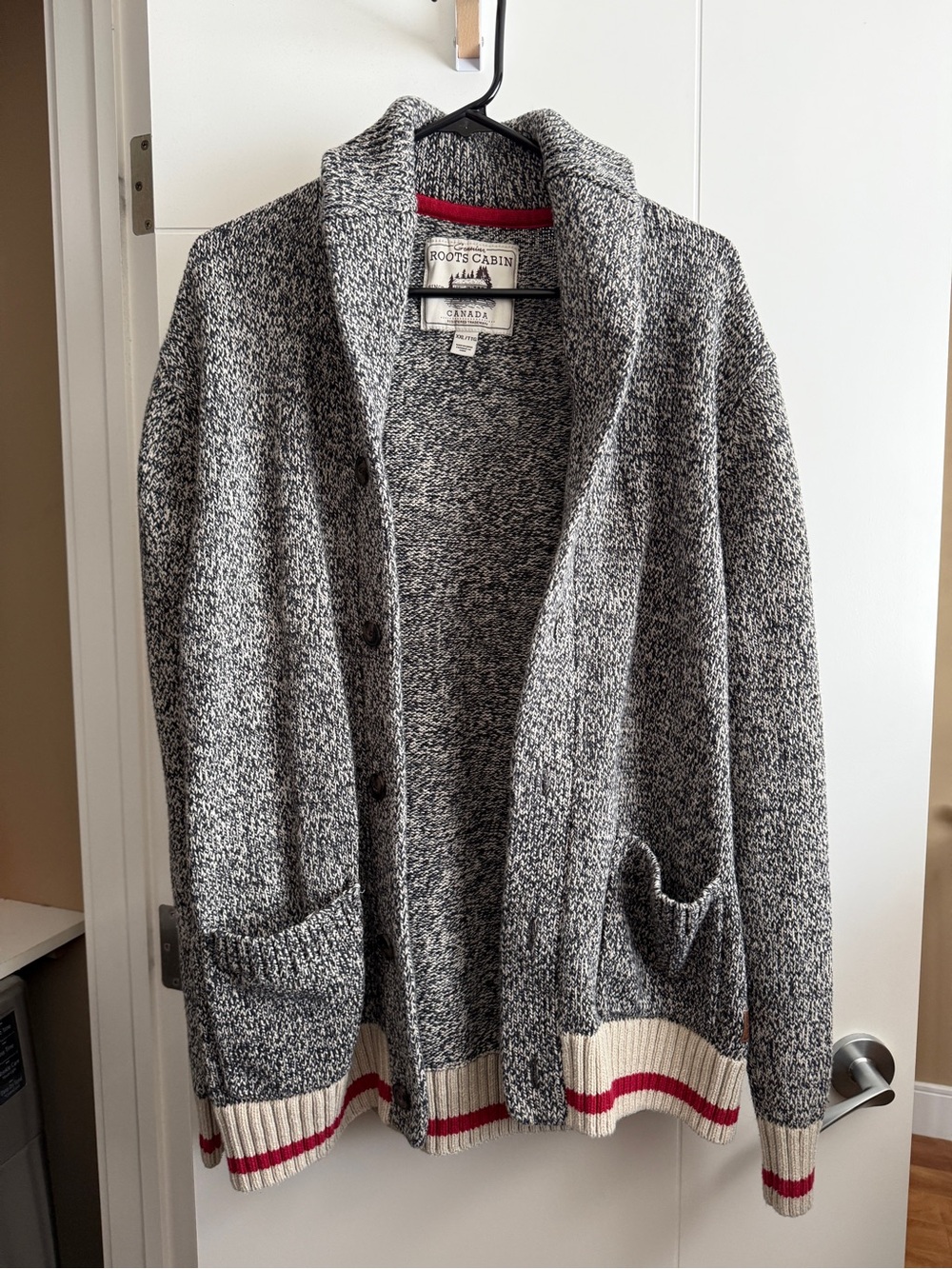 Roots Cabin Cardigan with Red Trim